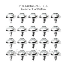 Solid 4MM Flat CZ Stone 316L Surgical Steel Micro Dermal Body Jewelry